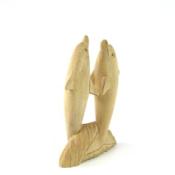 Couple de dauphin sur socle en bois - 20 cm 
