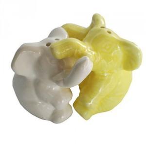  Salière et poivrière éléphant jaune et blanc 