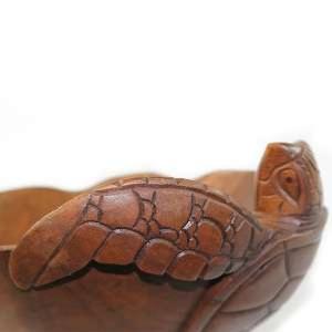Recipient  tortue sculptee en bois 40 cm