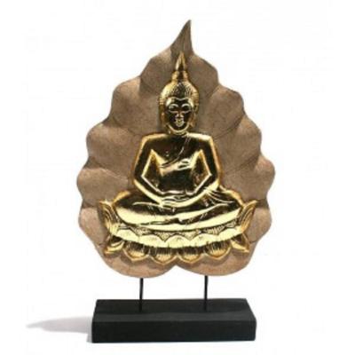 Bouddha thaï en lotus sur socle  Beige et Or - 50 cm 