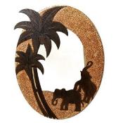  Miroir en bois motif Palmiers et éléphants 80x60 cm