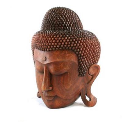  Masque de bouddha en bois - 20 cm