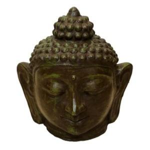 Statue tête de bouddha verte 