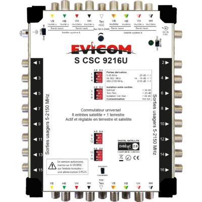Commutateur universel 9 câbles (8 sat + ter) 16 sorties evicom 
