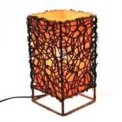  Lampe carrée en racines de jacinthe 30 cm Orange 